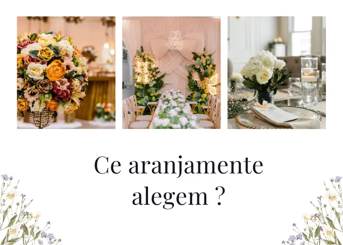 Aranjamente Florale Nuntă pe Categorii - Idei pentru Masă, Biserică, Intrare și Gradina Restaurant